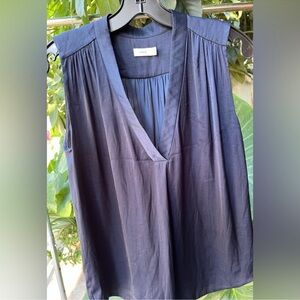 Vince v neck flowy navy blue blouse